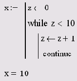 �������� continue � ����� ����� for